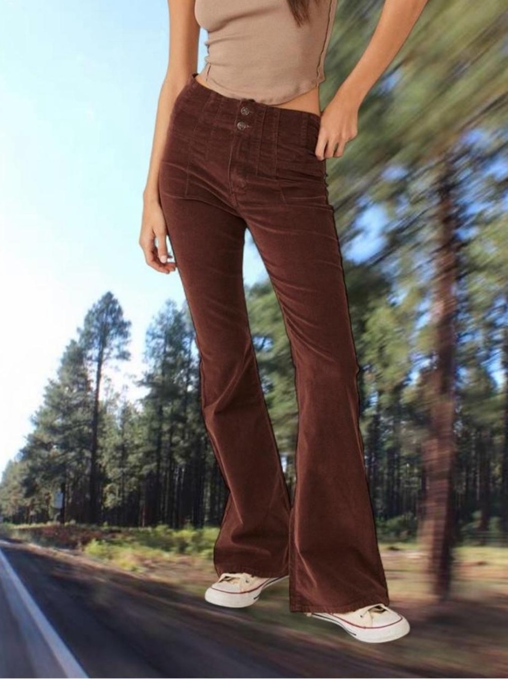 We The Free Chocolate Brown Corduroy High-Rise Pants